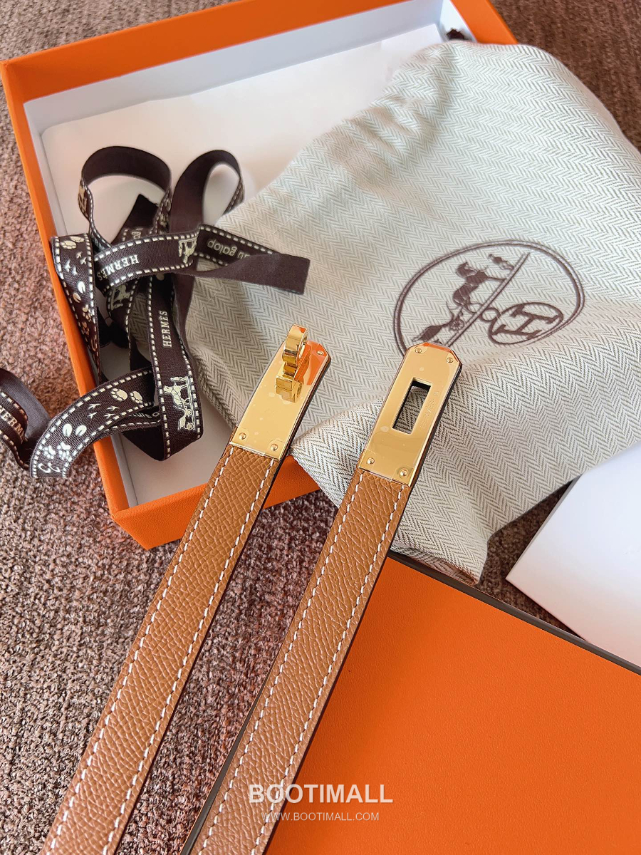 HERMÈS Kelly 18 Reversible Epsom 에르메스 켈리 18 리버서블 엡송 카프스킨 벨트오렌지브라운 1.8cm 2