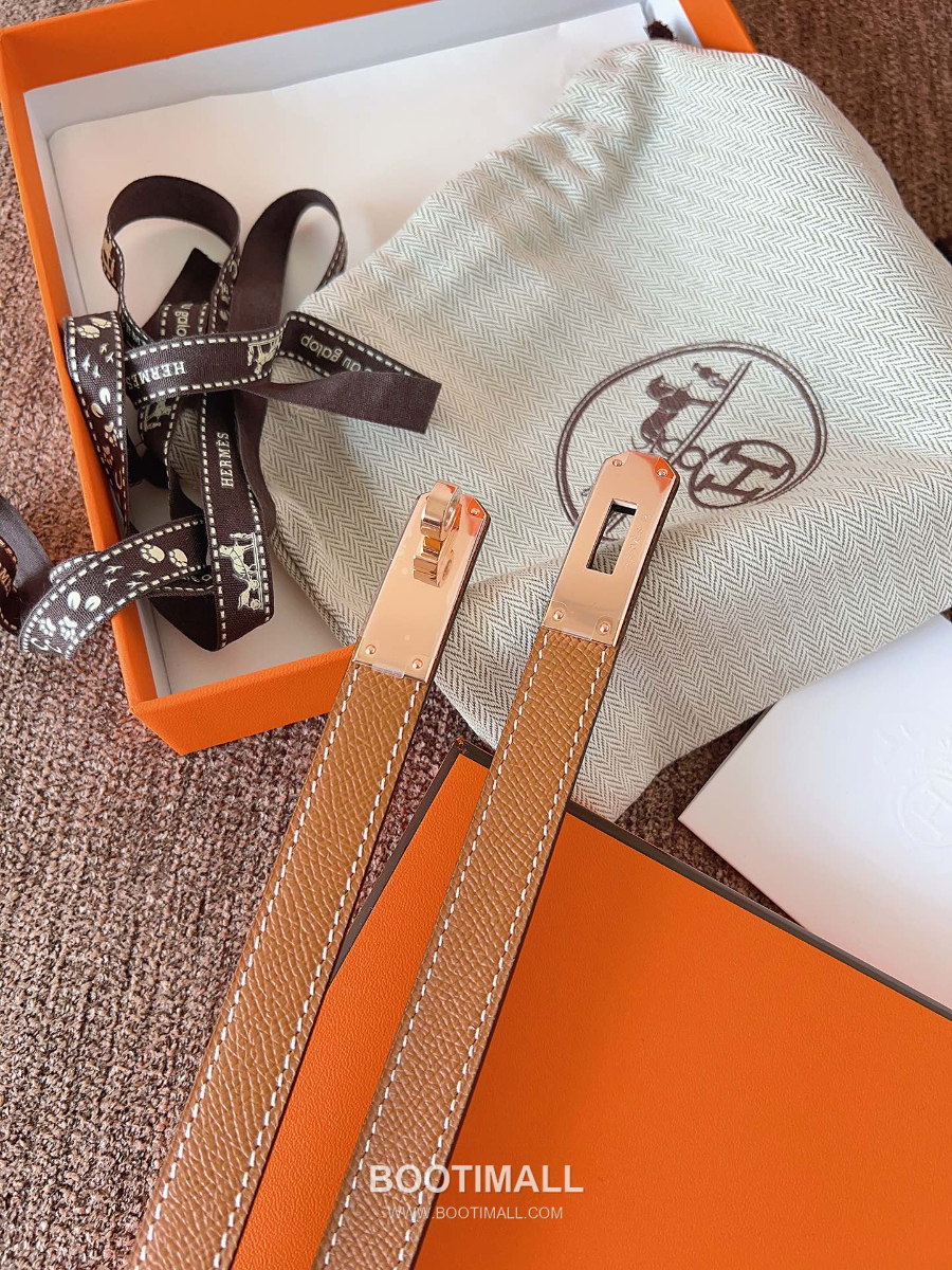 HERMÈS Kelly 18 Reversible Epsom 에르메스 켈리 18 리버서블 엡송 카프스킨 벨트오렌지브라운 1.8cm 3