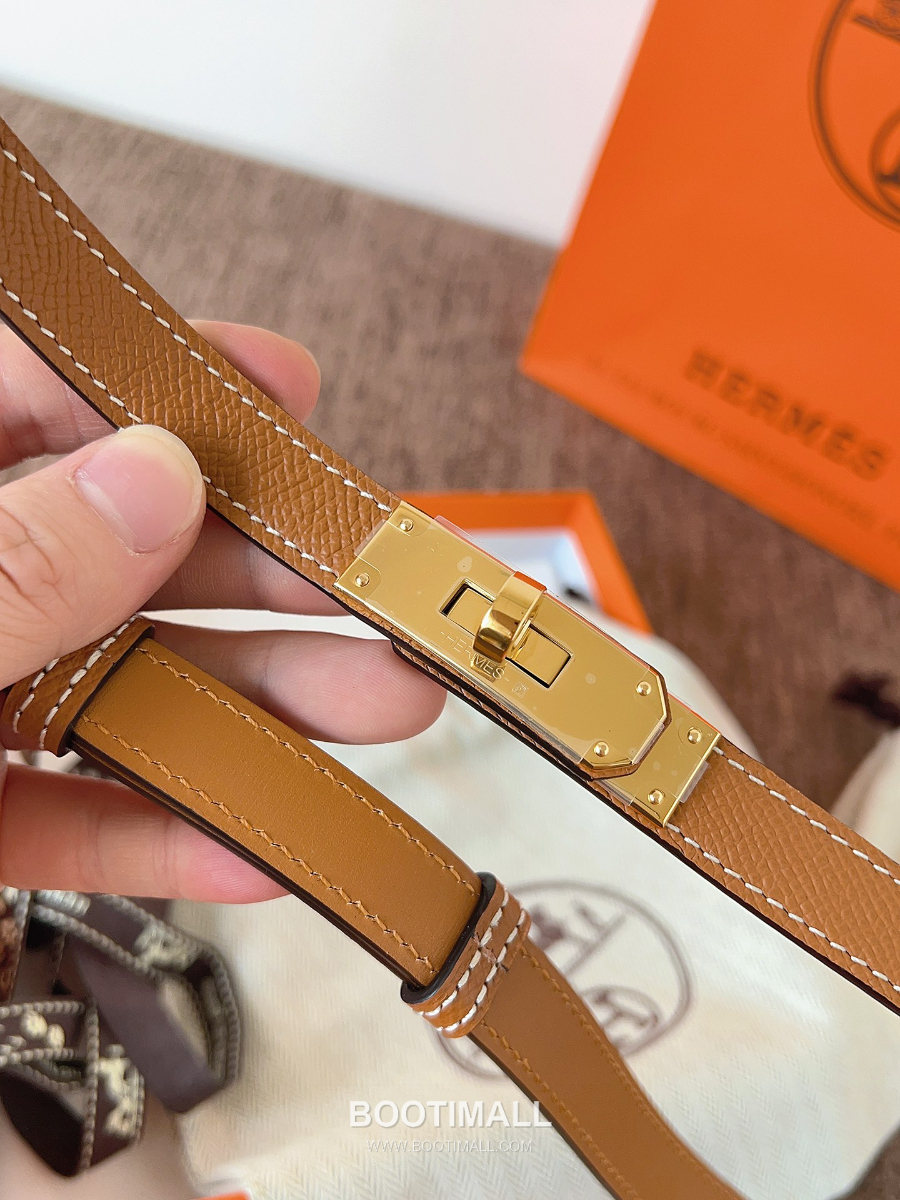 HERMÈS Kelly 18 Reversible Epsom 에르메스 켈리 18 리버서블 엡송 카프스킨 벨트오렌지브라운 1.8cm 5