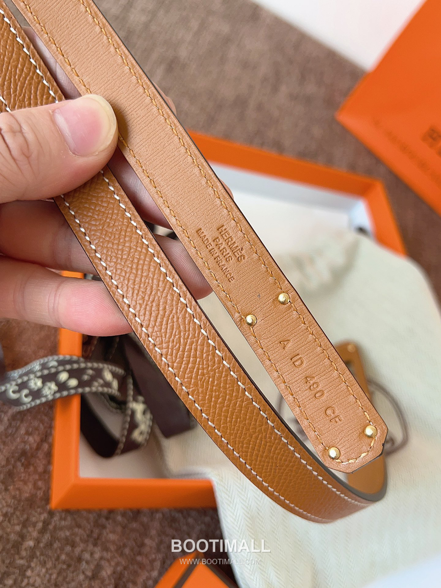 HERMÈS Kelly 18 Reversible Epsom 에르메스 켈리 18 리버서블 엡송 카프스킨 벨트오렌지브라운 1.8cm 7