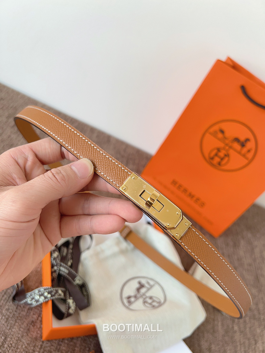 HERMÈS Kelly 18 Reversible Epsom 에르메스 켈리 18 리버서블 엡송 카프스킨 벨트오렌지브라운 1.8cm 8