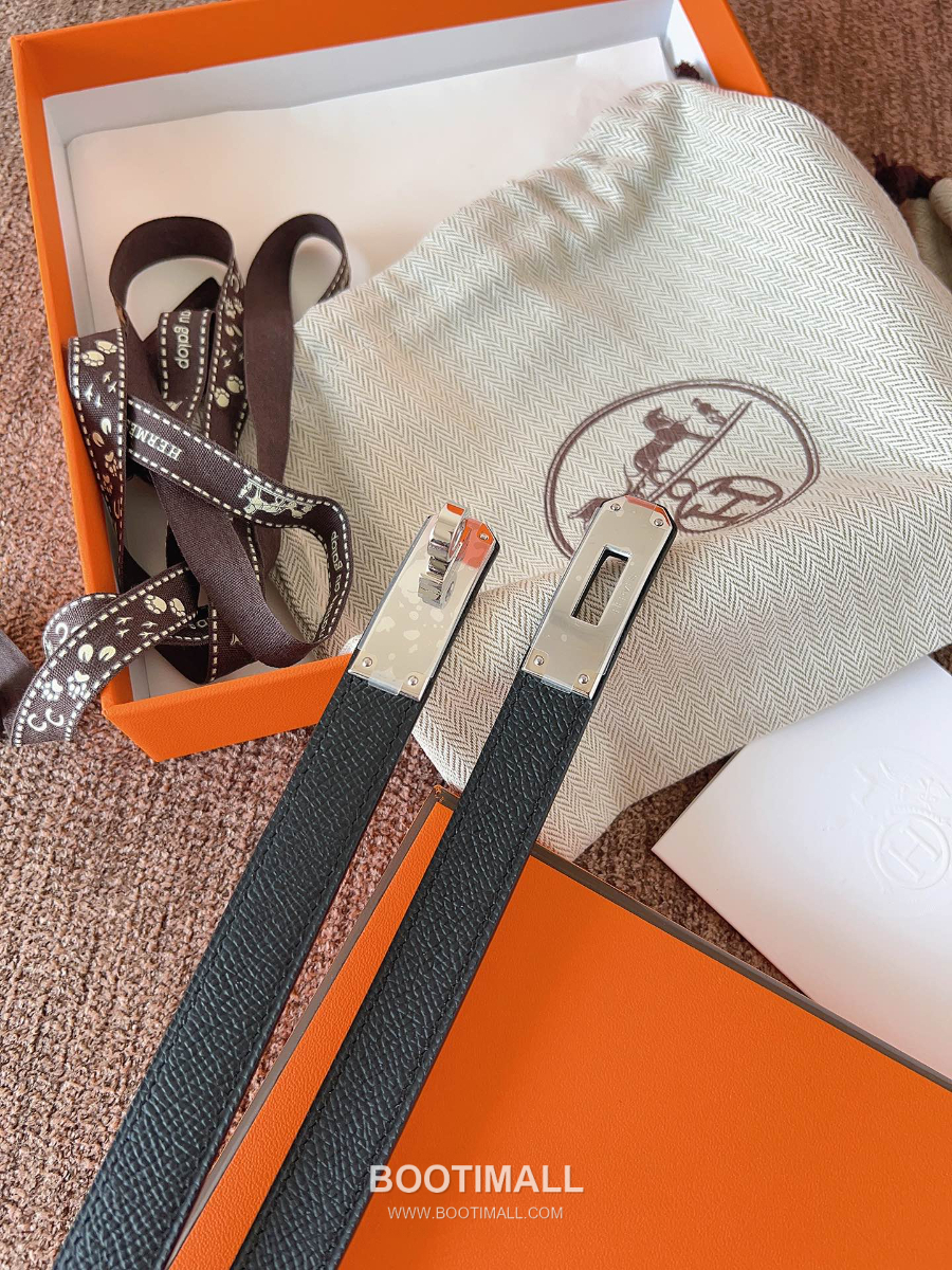 HERMÈS Kelly 18 Reversible Epsom 에르메스 켈리 18 리버서블 엡송 카프스킨 벨트 블랙 1.8cm 1