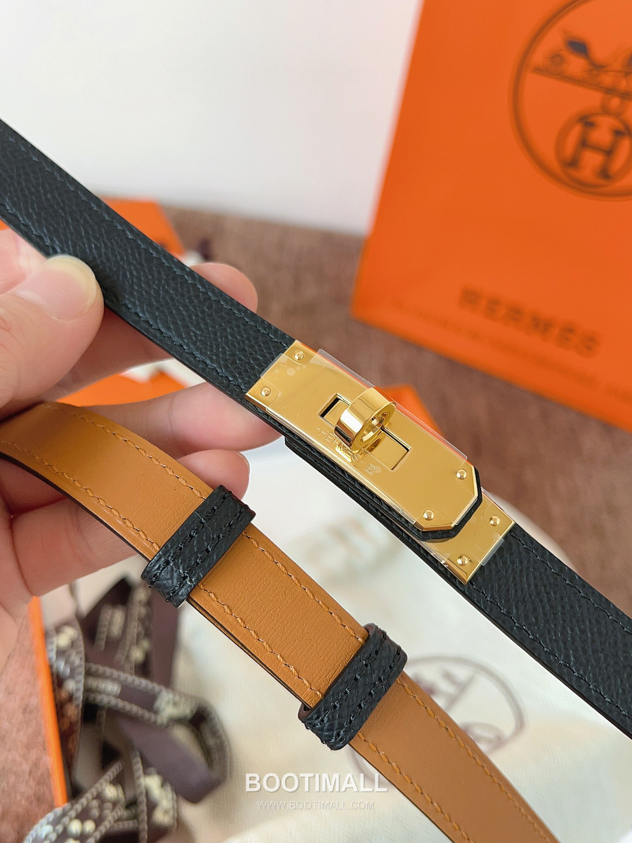 HERMÈS Kelly 18 Reversible Epsom 에르메스 켈리 18 리버서블 엡송 카프스킨 벨트 블랙 1.8cm 5