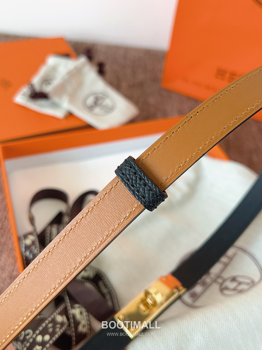 HERMÈS Kelly 18 Reversible Epsom 에르메스 켈리 18 리버서블 엡송 카프스킨 벨트 블랙 1.8cm 8
