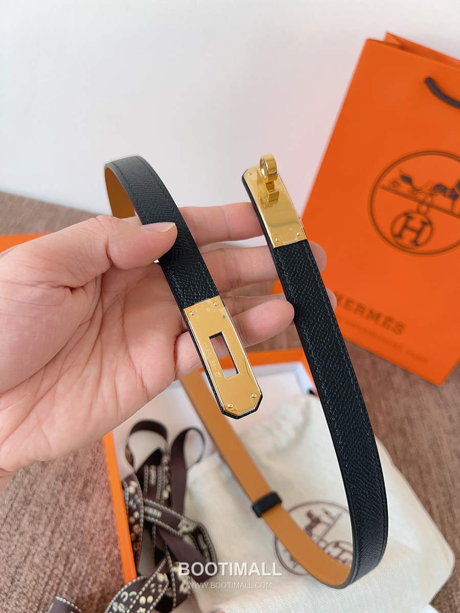 HERMÈS Kelly 18 Reversible Epsom 에르메스 켈리 18 리버서블 엡송 카프스킨 벨트 블랙 1.8cm 9