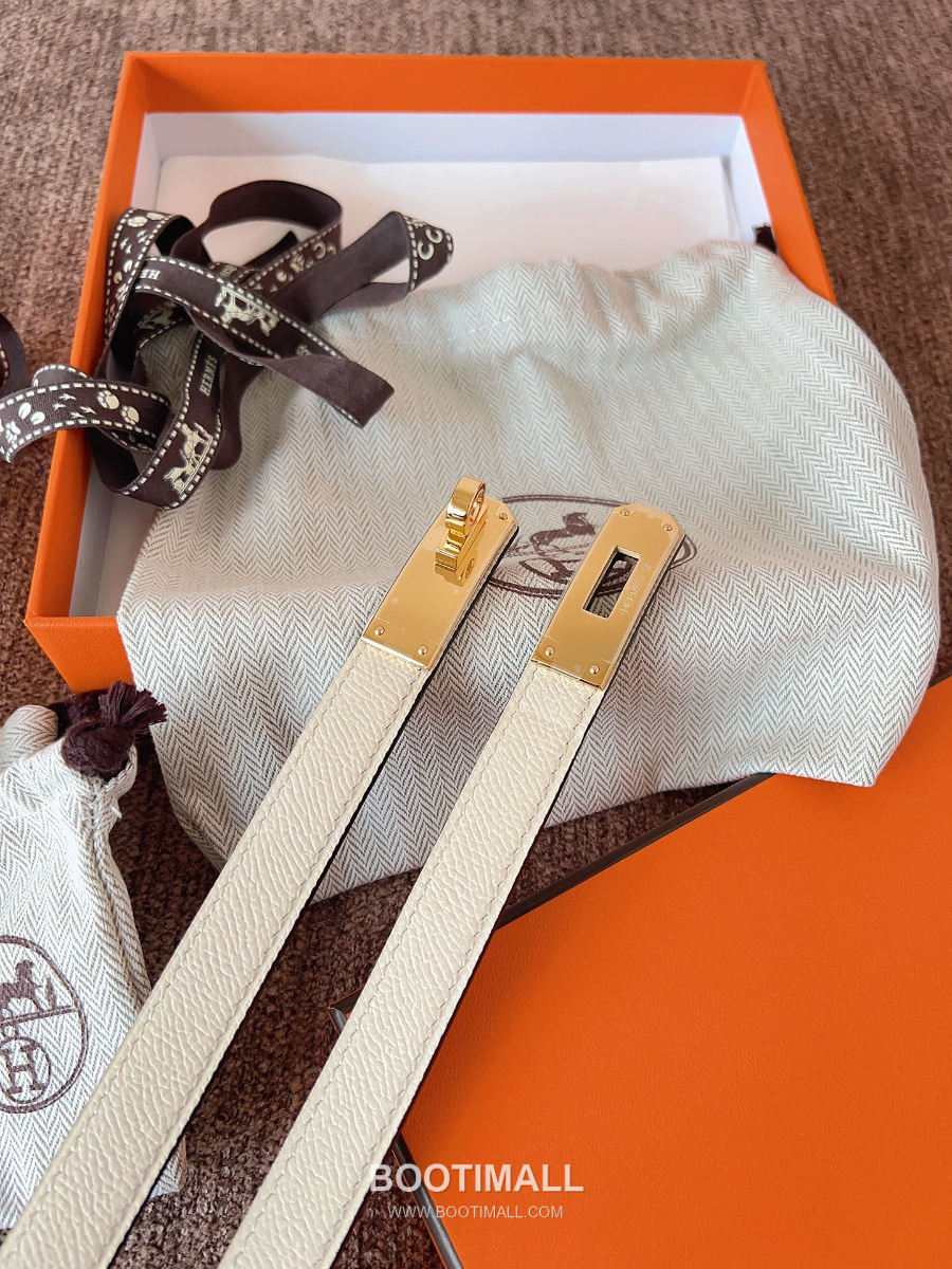 HERMÈS Kelly 18 Reversible Epsom 에르메스 켈리 18 리버서블 엡송 카프스킨 벨트 아이보리 1.8cm 3