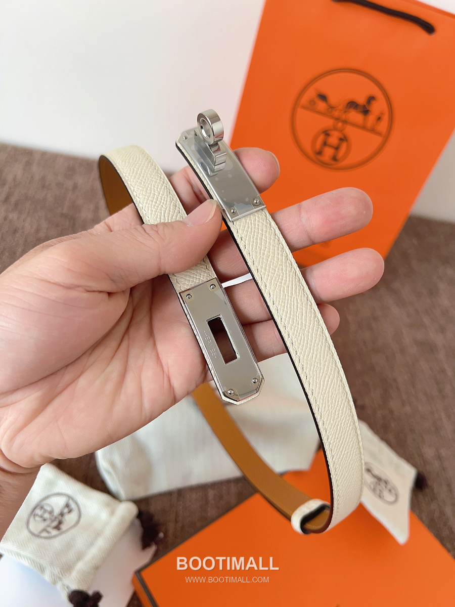 HERMÈS Kelly 18 Reversible Epsom 에르메스 켈리 18 리버서블 엡송 카프스킨 벨트 아이보리 1.8cm 5