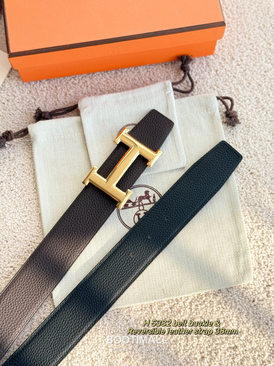 HERMÈS Constance H Buckle & Reversible 에르메스 콘스탄스 H 버클 리버서블 토고 카프스킨 벨트 블랙/버건디 금장 3.8cm 8