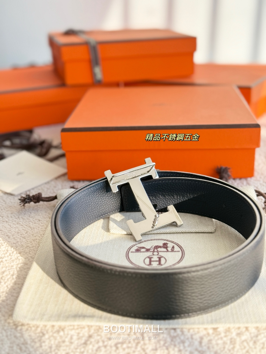 HERMÈS Constance H Buckle & Reversible 에르메스 콘스탄스 H 버클 리버서블 토고 카프스킨 벨트 블랙 은장 3.8cm 7