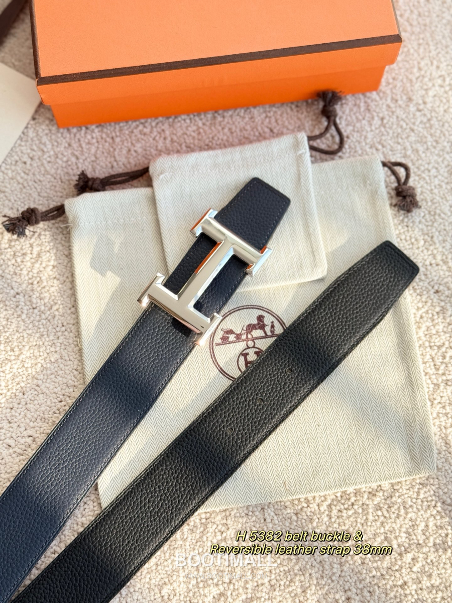 HERMÈS Constance H Buckle & Reversible 에르메스 콘스탄스 H 버클 리버서블 토고 카프스킨 벨트 블랙 은장 3.8cm 8
