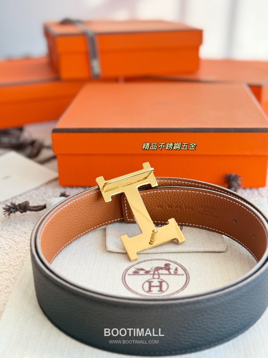 HERMÈS Constance H Buckle & Reversible 에르메스 콘스탄스 H 버클 리버서블 토고 카프스킨 벨트 블랙/브라운 무광금장 3.8cm 7