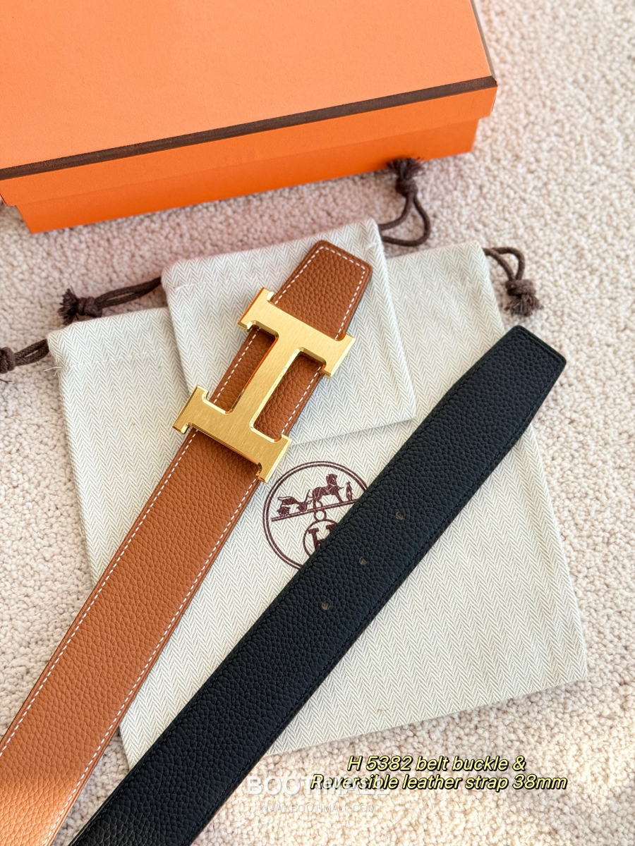 HERMÈS Constance H Buckle & Reversible 에르메스 콘스탄스 H 버클 리버서블 토고 카프스킨 벨트 블랙/브라운 무광금장 3.8cm 8