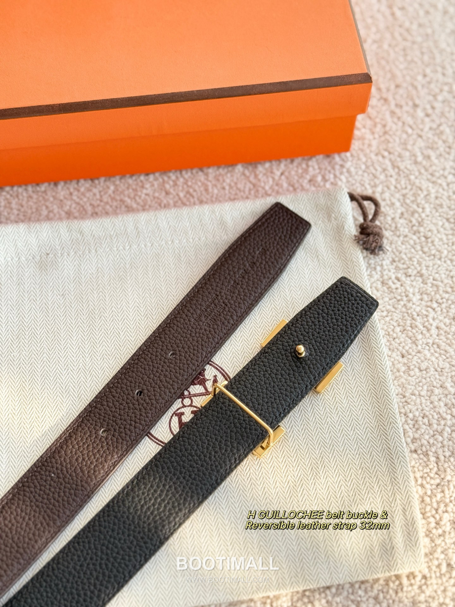 Hermès H Striée Buckle Reversible 에르메스 H 스트리에 버클 리버서블 토고 카프스킨 벨트 블랙/다크브라운 금장 3.2cm 8