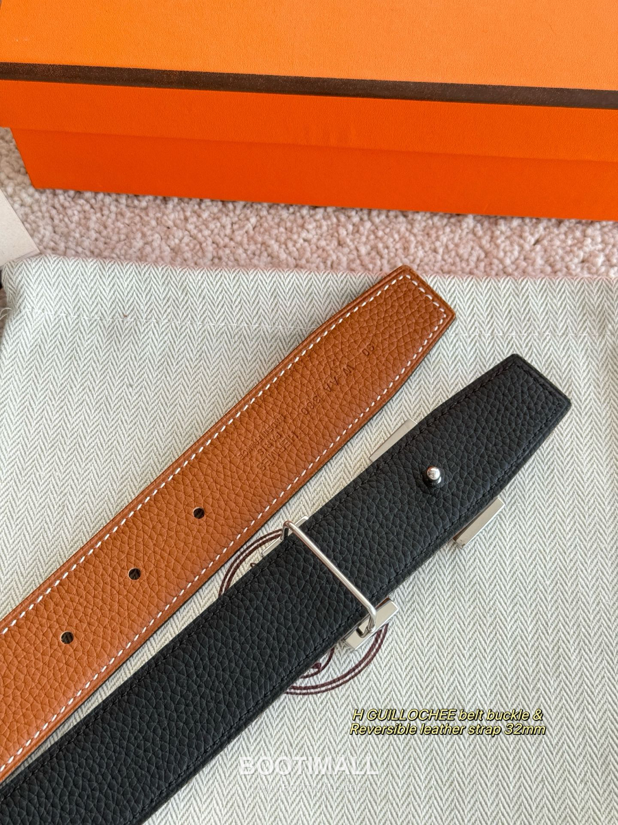 Hermès H Striée Buckle Reversible 에르메스 H 스트리에 버클 리버서블 토고 카프스킨 벨트 블랙/브라운 은장 3.2cm 8