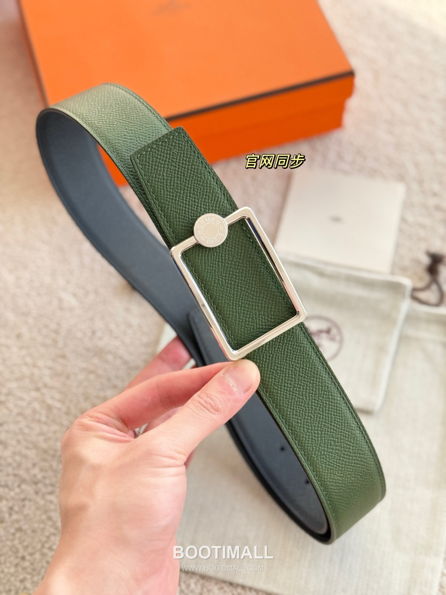 Hermès Oscar Buckle & Reversible Epsom 에르메스 오스카 버클 리버서블 엡송 카프스킨 벨트 네이비/그린 은장 3.8cm 6