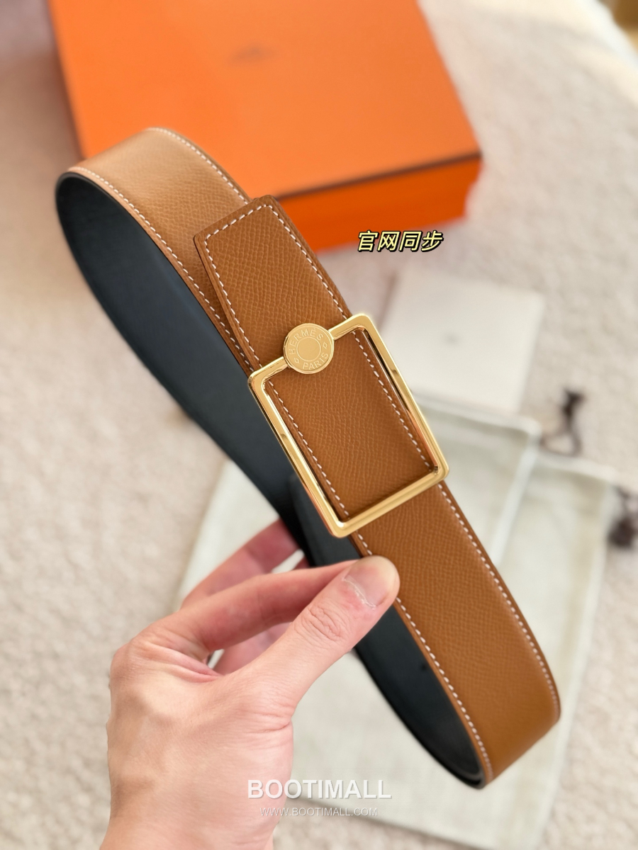 Hermès Oscar Buckle Reversible 에르메스 오스카 버클 리버서블 엡송 카프스킨 벨트 블랙/브라운 금장 3.8cm 5