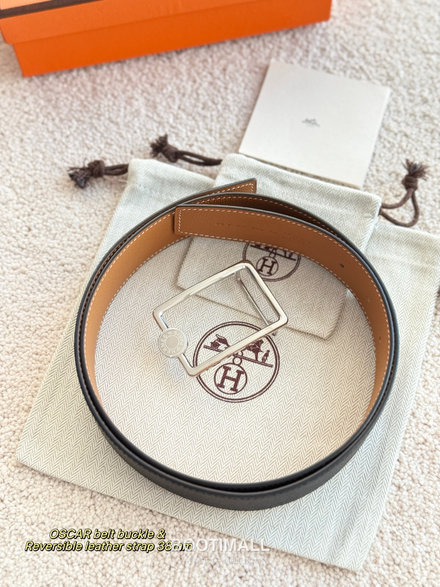 Hermès Oscar Buckle Reversible 에르메스 오스카 버클 리버서블 엡송 카프스킨 벨트 블랙/브라운 은장 3.8cm 1
