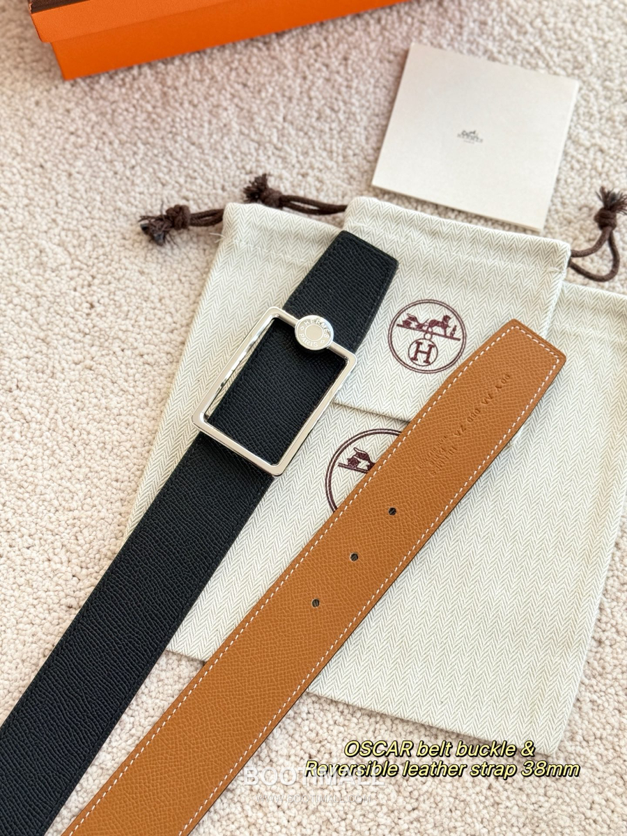 Hermès Oscar Buckle Reversible 에르메스 오스카 버클 리버서블 엡송 카프스킨 벨트 블랙/브라운 은장 3.8cm 4