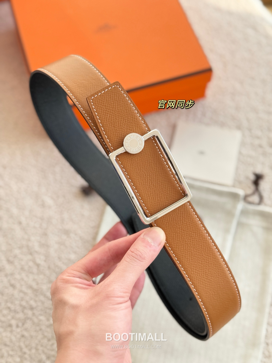 Hermès Oscar Buckle Reversible 에르메스 오스카 버클 리버서블 엡송 카프스킨 벨트 블랙/브라운 은장 3.8cm 5