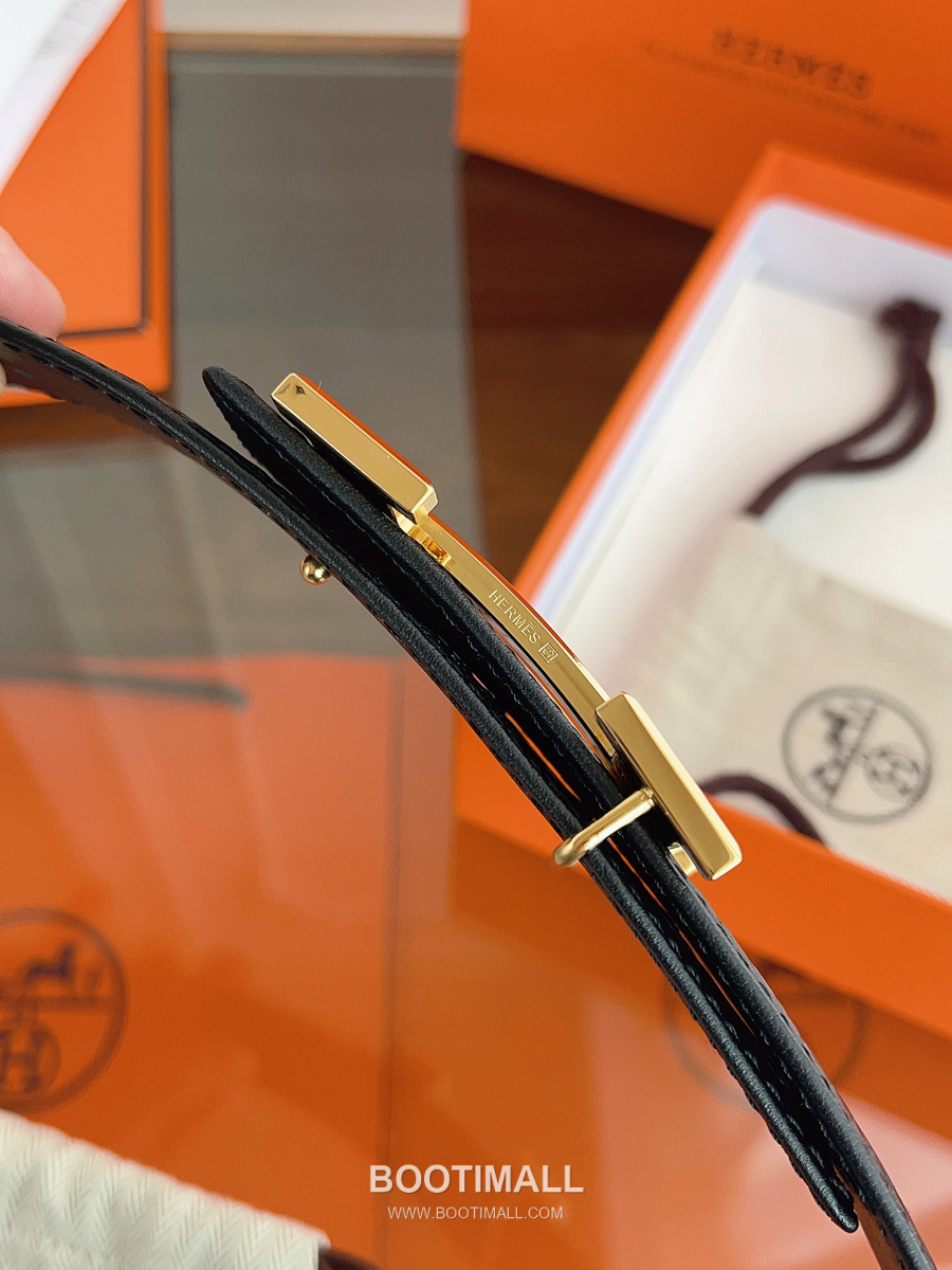 Hermès H Buckle Crocodile Hornback Leather Belt 에르메스 H 버클 크로커다일 혼백 레더 벨트 금장 3.8cm 4