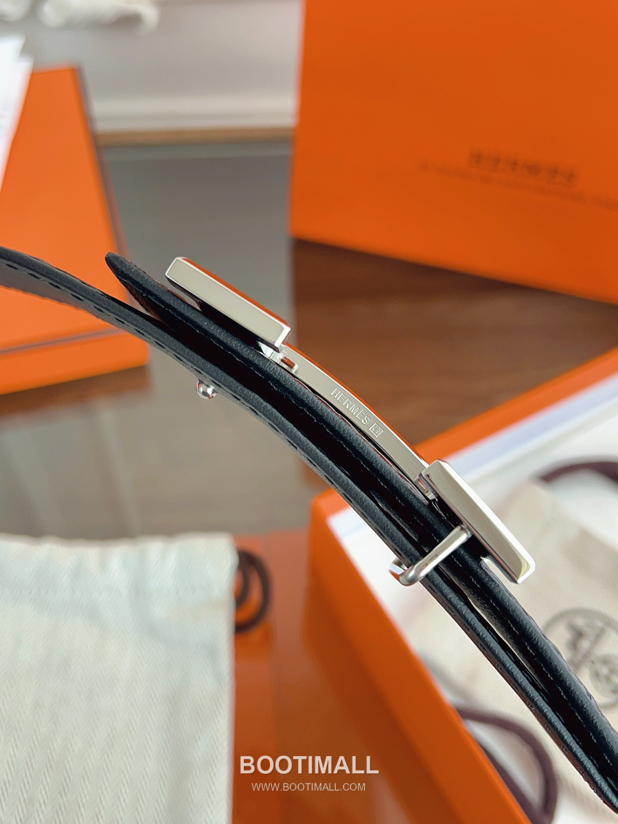 Hermès H Buckle Crocodile Hornback Leather Belt 에르메스 H 버클 크로커다일 혼백 레더 벨트 은장 3.8cm 4