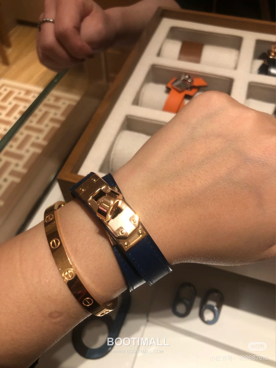 Hermès 에르메스 미니 켈리 더블랩 브레이슬릿 Swift 카프스킨 골드 하드웨어 팔찌 1