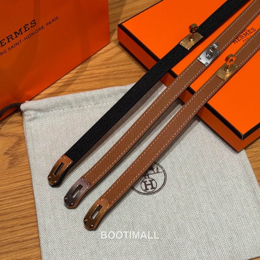 Hermès 에르메스 미니 켈리 더블랩 브레이슬릿 Swift 카프스킨 골드 하드웨어 팔찌 4