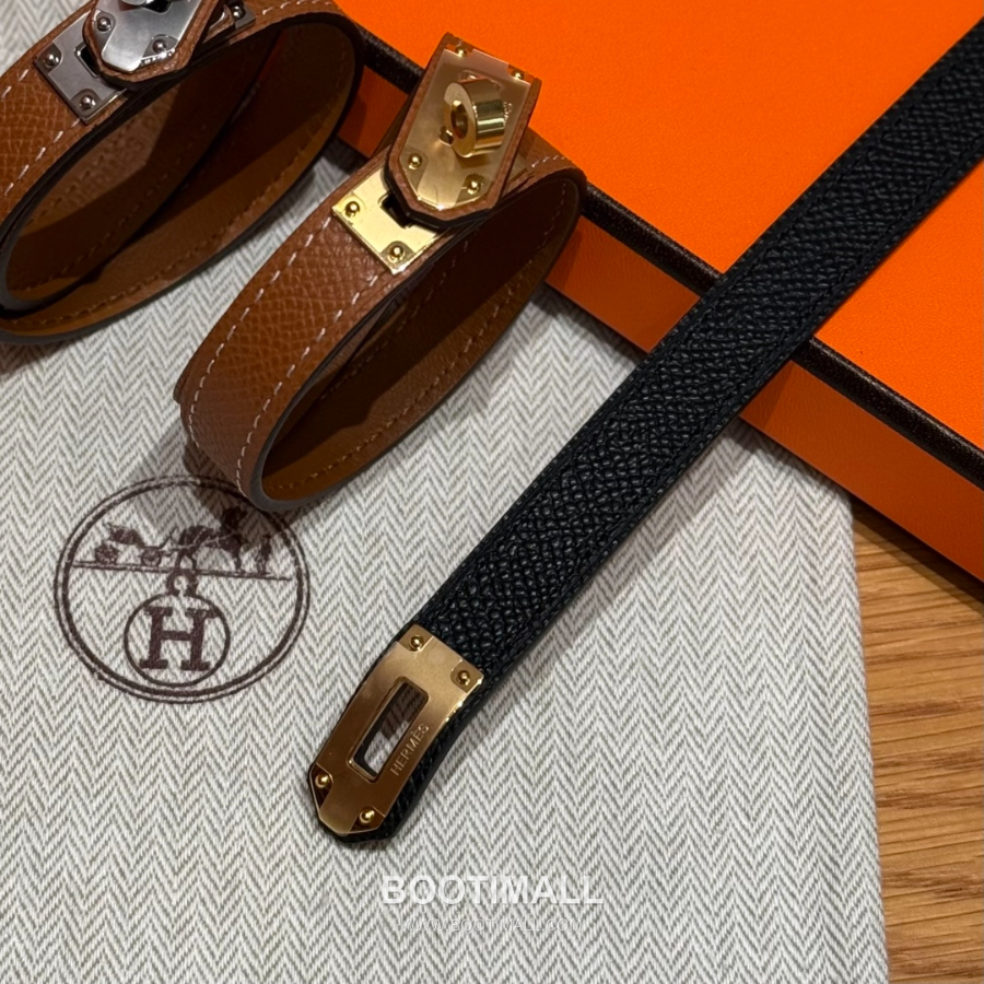 Hermès 에르메스 미니 켈리 더블랩 브레이슬릿 Swift 카프스킨 골드 하드웨어 팔찌 16