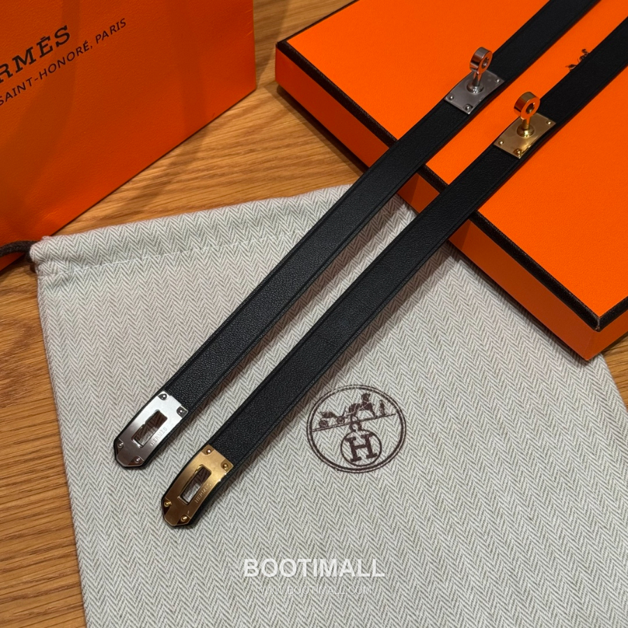 Hermès 에르메스 미니 켈리 더블랩 브레이슬릿 Swift 카프스킨 블랙 골드 하드웨어 팔 1