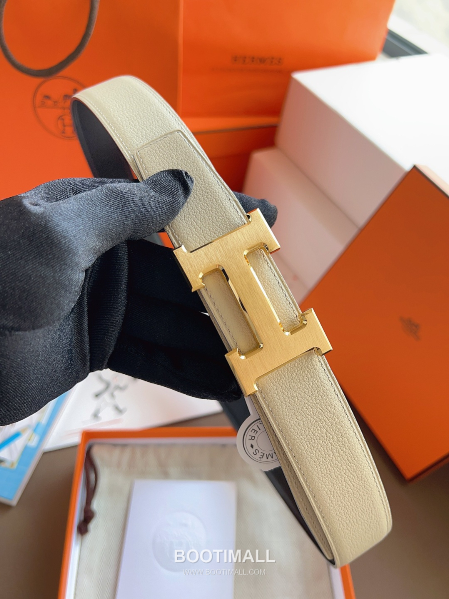 Hermès Constance H Reversible Belt 32mm Togo Calfskin Gold Hardware 에르메스 콘스탕스 H 리버서블 벨트 토고 송아지 가죽 아이보리 3.2cm 3