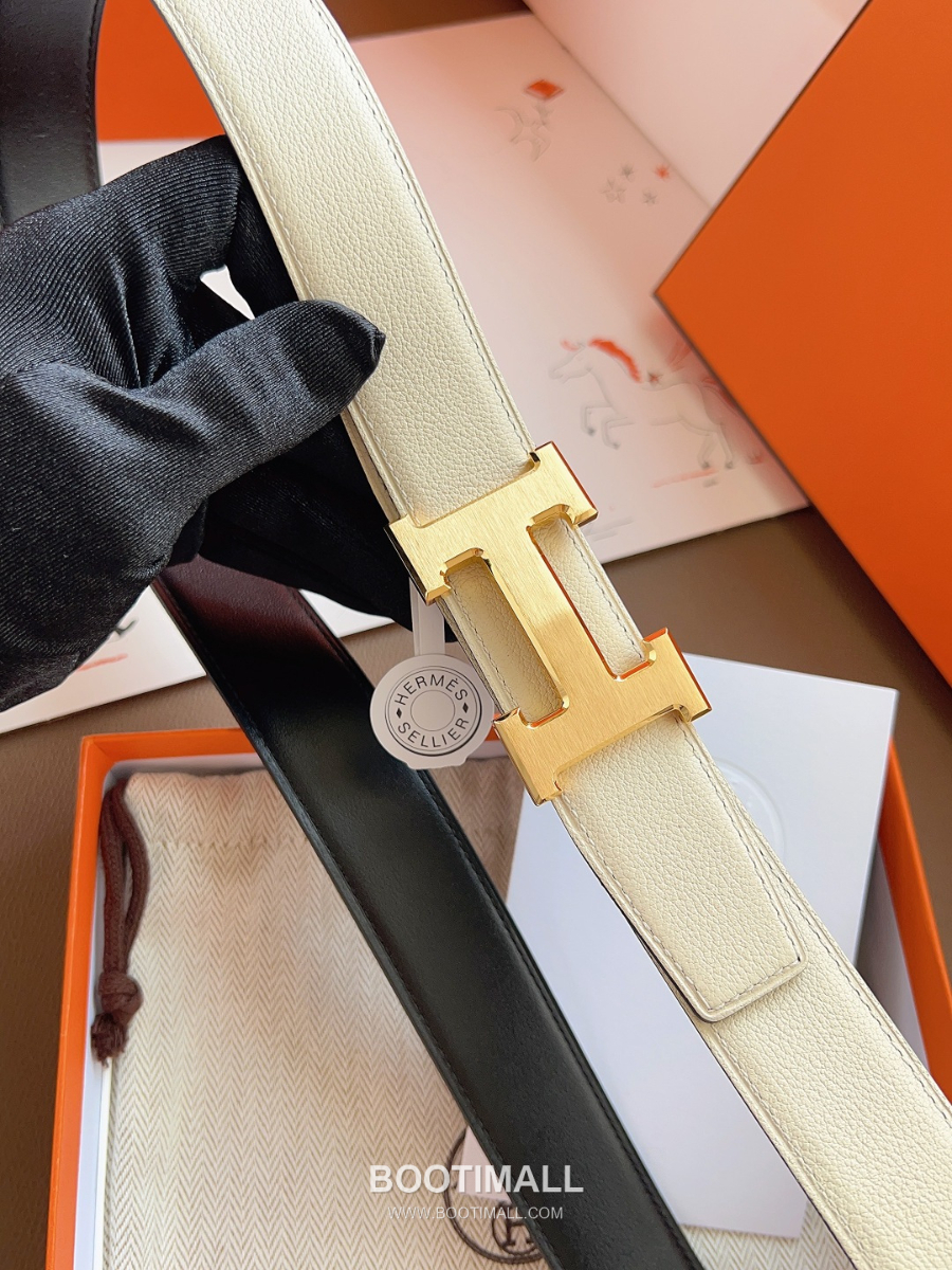 Hermès Constance H Reversible Belt 32mm Togo Calfskin Gold Hardware 에르메스 콘스탕스 H 리버서블 벨트 토고 송아지 가죽 아이보리 3.2cm 5