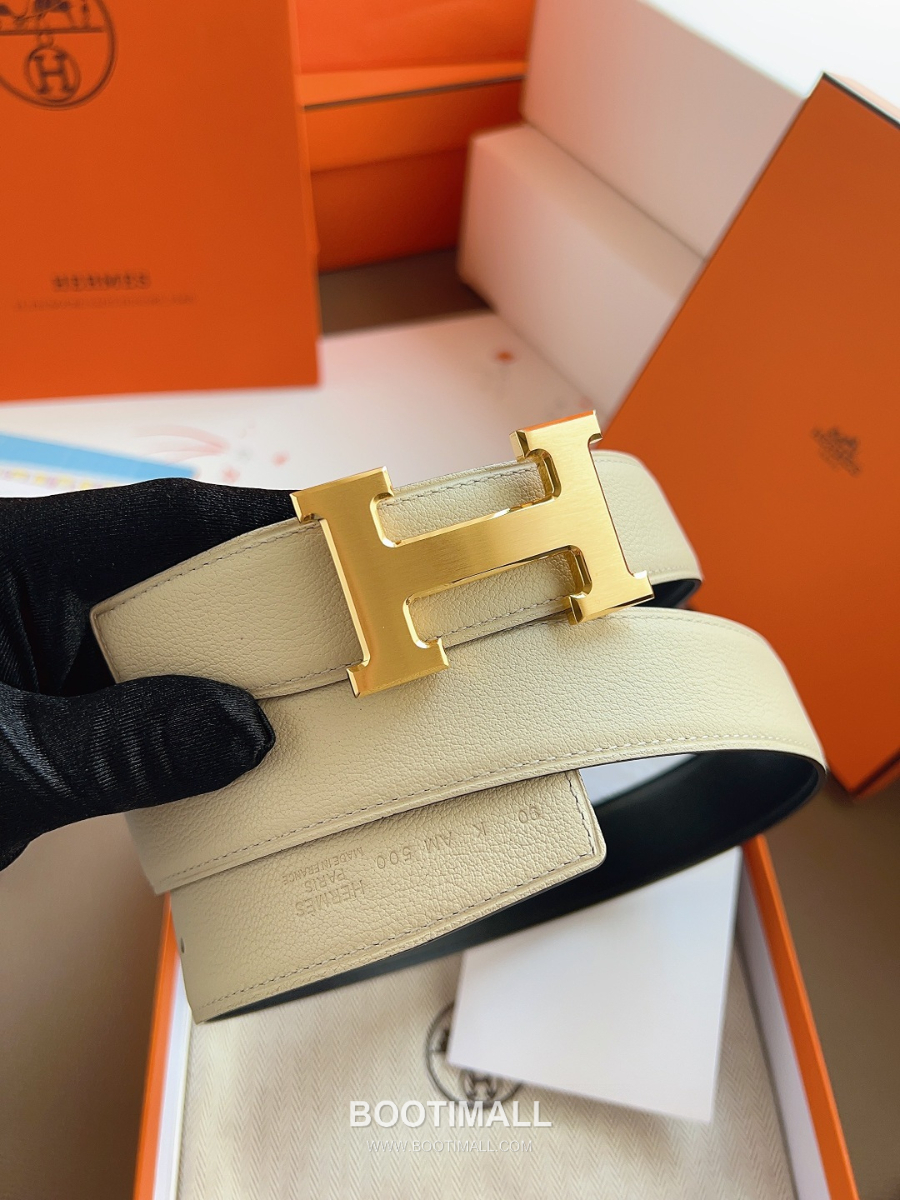 Hermès Constance H Reversible Belt 32mm Togo Calfskin Gold Hardware 에르메스 콘스탕스 H 리버서블 벨트 토고 송아지 가죽 아이보리 3.2cm 6