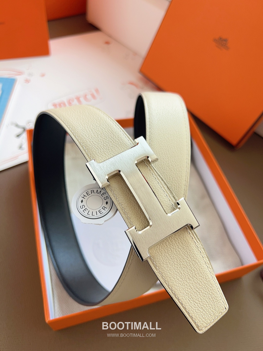 Hermès Constance H Reversible Belt 32mm Togo Calfskin Gold Hardware 에르메스 콘스탕스 H 리버서블 벨트 토고 송아지 가죽 아이보리 3.2cm 8