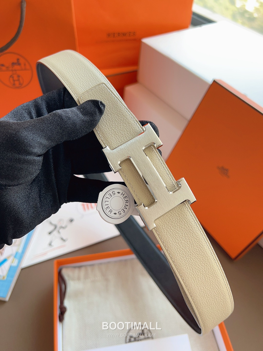 Hermès Constance H Reversible Belt 32mm Togo Calfskin Gold Hardware 에르메스 콘스탕스 H 리버서블 벨트 토고 송아지 가죽 아이보리 3.2cm 9