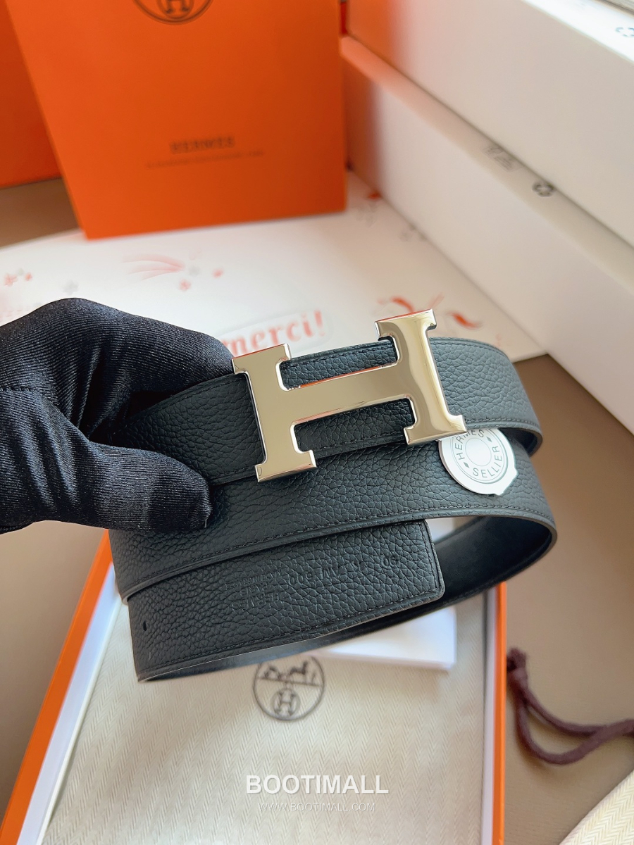 Hermès Constance H Reversible Belt 32mm Togo Calfskin Gold Hardware 에르메스 콘스탕스 H 리버서블 벨트 토고 송아지 가죽 그레이/블랙 3.2cm 5