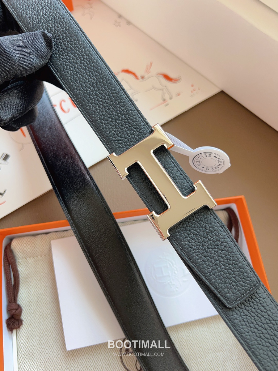 Hermès Constance H Reversible Belt 32mm Togo Calfskin Gold Hardware 에르메스 콘스탕스 H 리버서블 벨트 토고 송아지 가죽 그레이/블랙 3.2cm 6