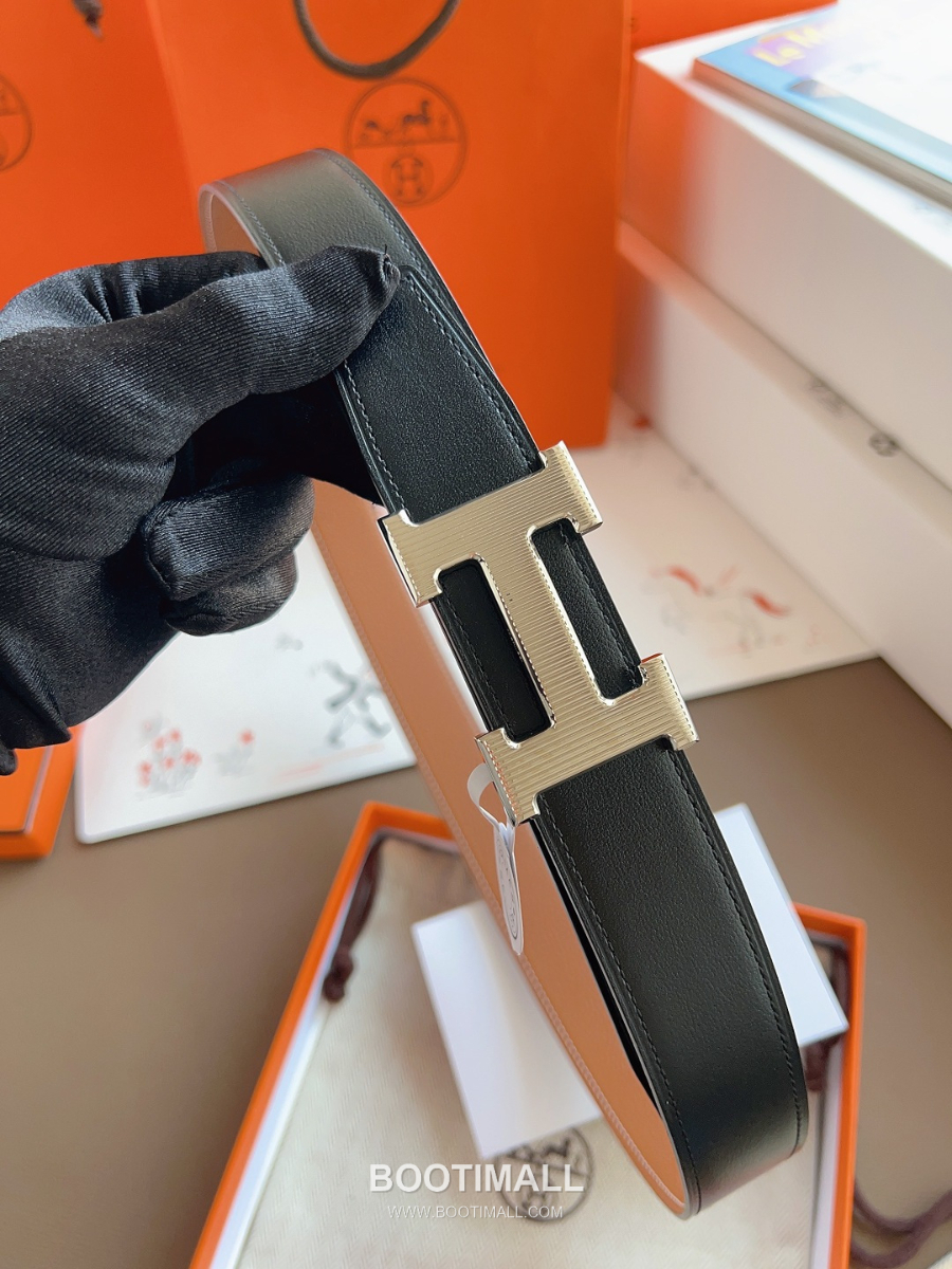 Hermès Constance H Reversible Belt 32mm Togo Calfskin Gold Hardware 에르메스 콘스탕스 H 리버서블 벨트 토고 송아지 가죽 브라운/블랙 3.2cm 4