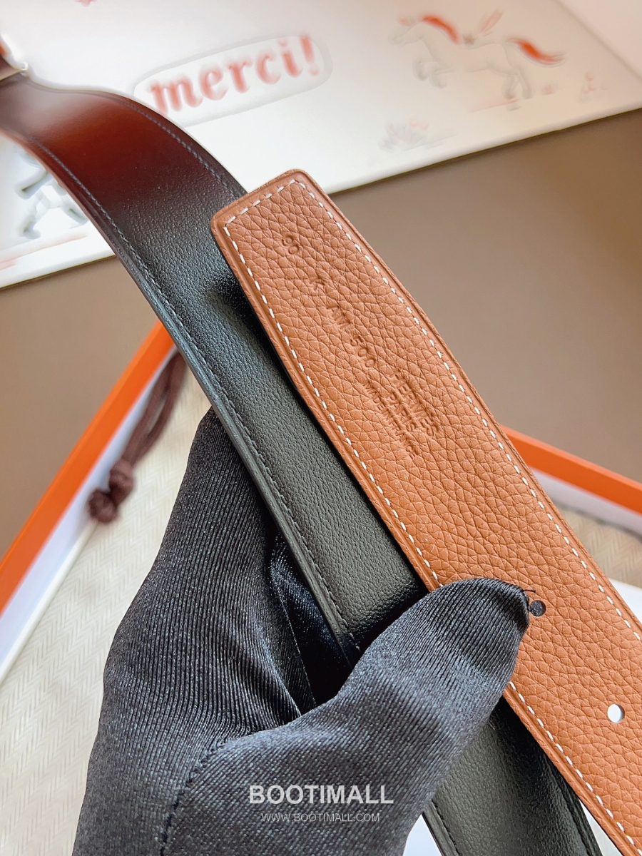 Hermès Constance H Reversible Belt 32mm Togo Calfskin Gold Hardware 에르메스 콘스탕스 H 리버서블 벨트 토고 송아지 가죽 브라운/블랙 3.2cm 7