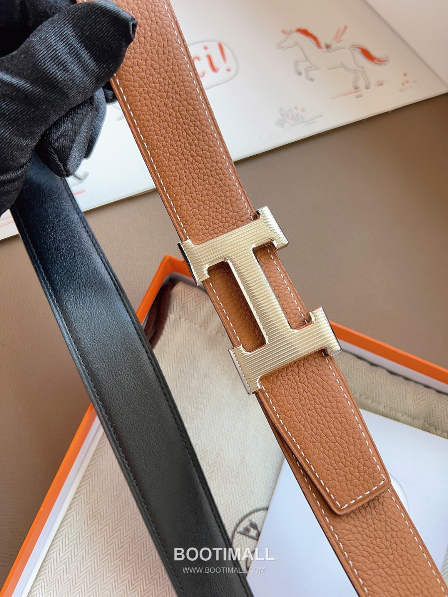 Hermès Constance H Reversible Belt 32mm Togo Calfskin Gold Hardware 에르메스 콘스탕스 H 리버서블 벨트 토고 송아지 가죽 브라운/블랙 3.2cm 8