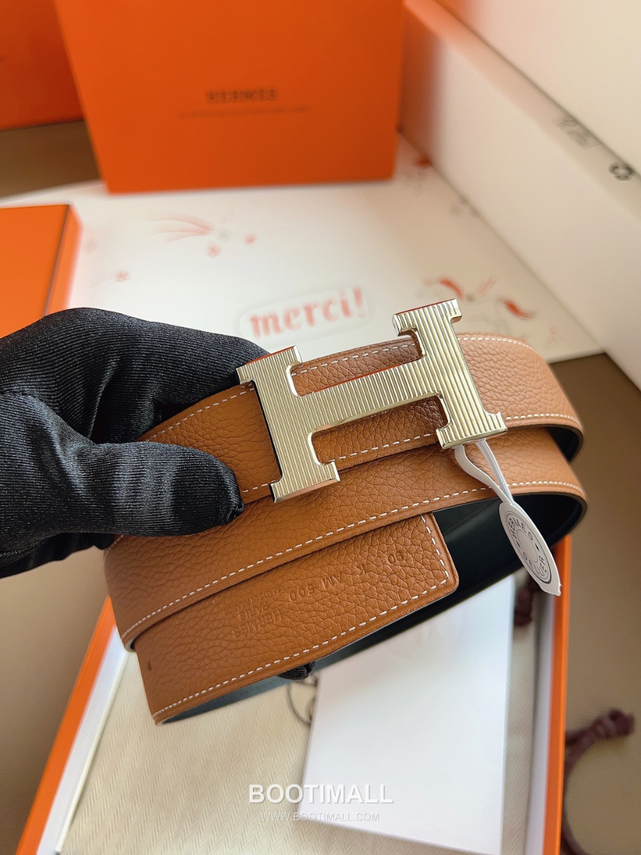 Hermès Constance H Reversible Belt 32mm Togo Calfskin Gold Hardware 에르메스 콘스탕스 H 리버서블 벨트 토고 송아지 가죽 브라운/블랙 3.2cm 9