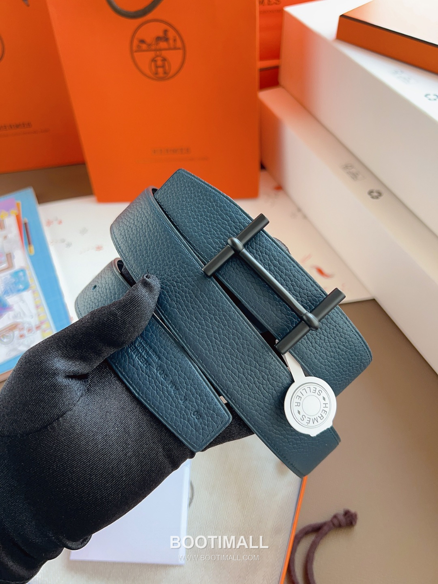 Hermès Constance H Reversible Belt 32mm Togo Calfskin Gold Hardware 에르메스 콘스탕스 H 리버서블 벨트 토고 송아지 가죽 민트/블랙 3.2cm 1