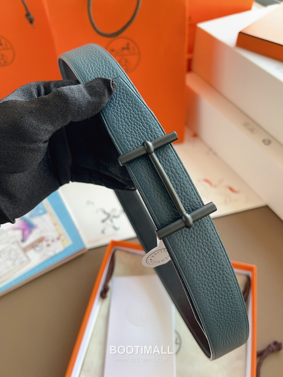 Hermès Constance H Reversible Belt 32mm Togo Calfskin Gold Hardware 에르메스 콘스탕스 H 리버서블 벨트 토고 송아지 가죽 민트/블랙 3.2cm 3