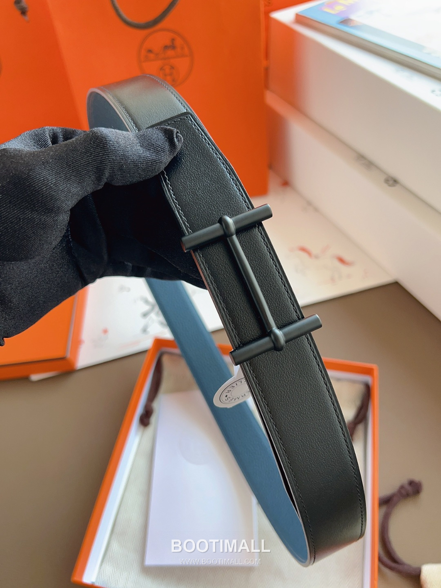 Hermès Constance H Reversible Belt 32mm Togo Calfskin Gold Hardware 에르메스 콘스탕스 H 리버서블 벨트 토고 송아지 가죽 민트/블랙 3.2cm 4