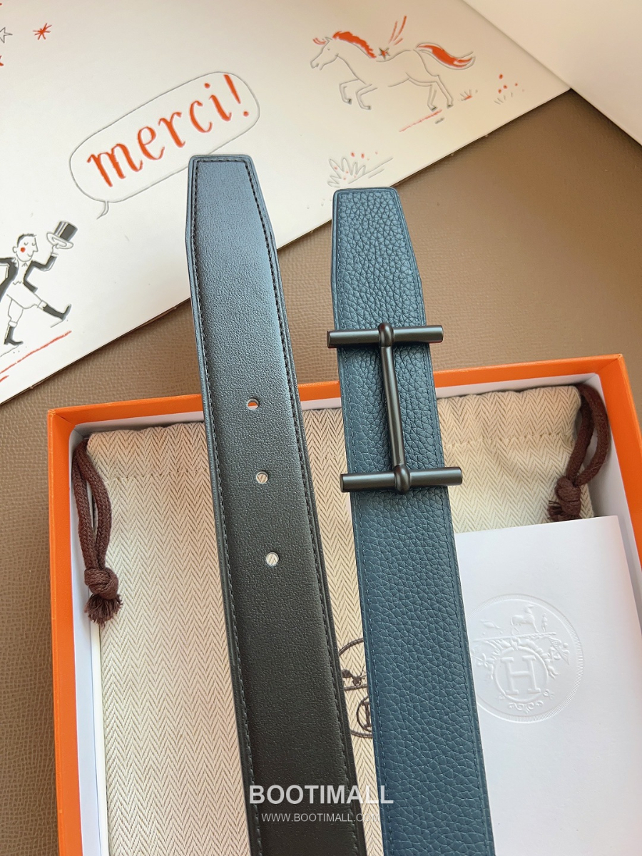 Hermès Constance H Reversible Belt 32mm Togo Calfskin Gold Hardware 에르메스 콘스탕스 H 리버서블 벨트 토고 송아지 가죽 민트/블랙 3.2cm 5