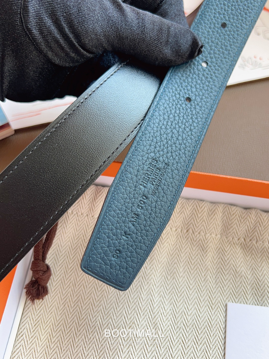 Hermès Constance H Reversible Belt 32mm Togo Calfskin Gold Hardware 에르메스 콘스탕스 H 리버서블 벨트 토고 송아지 가죽 민트/블랙 3.2cm 7