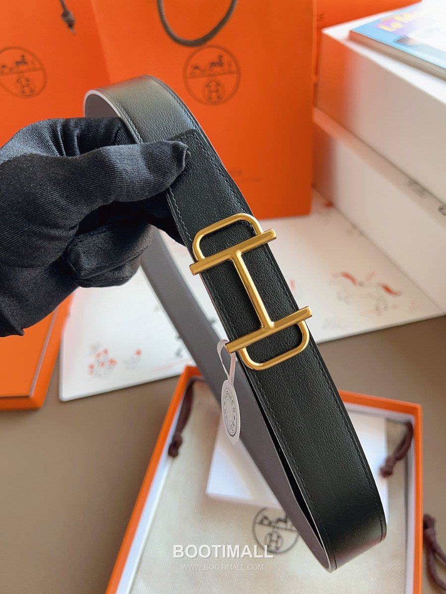 Hermès Constance H Reversible Belt 32mm Togo Calfskin Gold Hardware 에르메스 콘스탕스 H 리버서블 벨트 토고 송아지 가죽 다크브라운/블랙 3.2cm 2