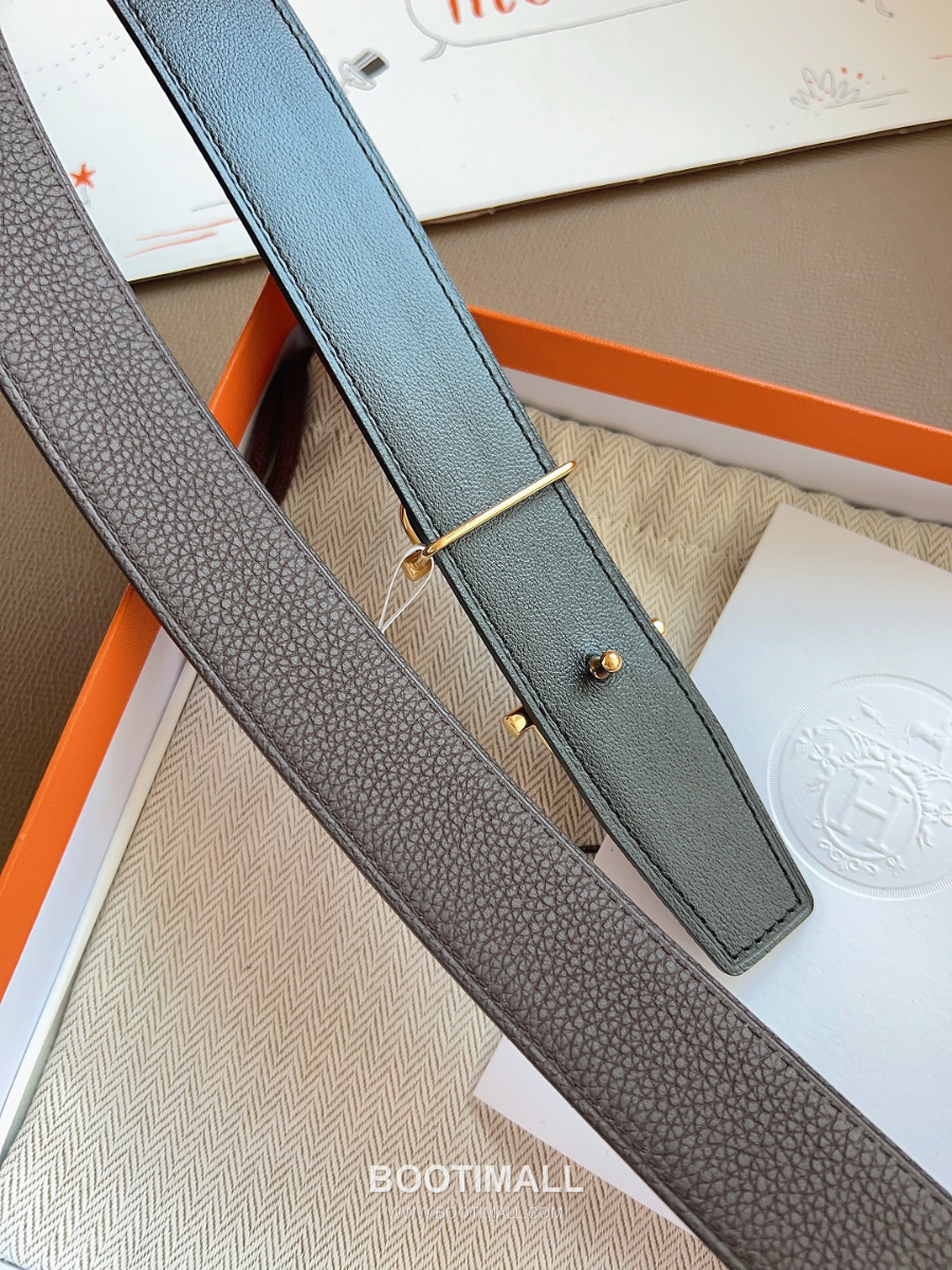 Hermès Constance H Reversible Belt 32mm Togo Calfskin Gold Hardware 에르메스 콘스탕스 H 리버서블 벨트 토고 송아지 가죽 다크브라운/블랙 3.2cm 4