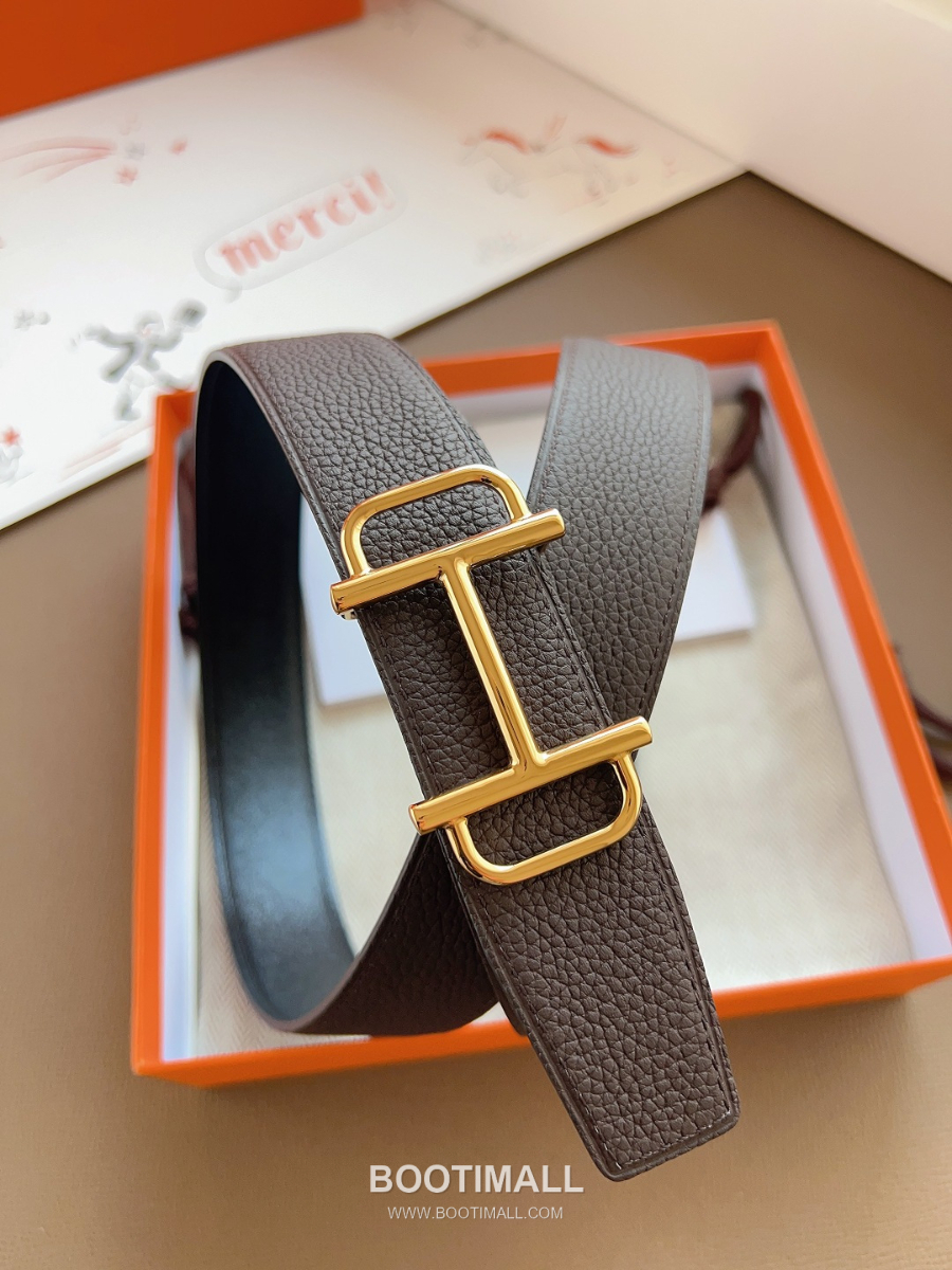 Hermès Constance H Reversible Belt 32mm Togo Calfskin Gold Hardware 에르메스 콘스탕스 H 리버서블 벨트 토고 송아지 가죽 다크브라운/블랙 3.2cm 6