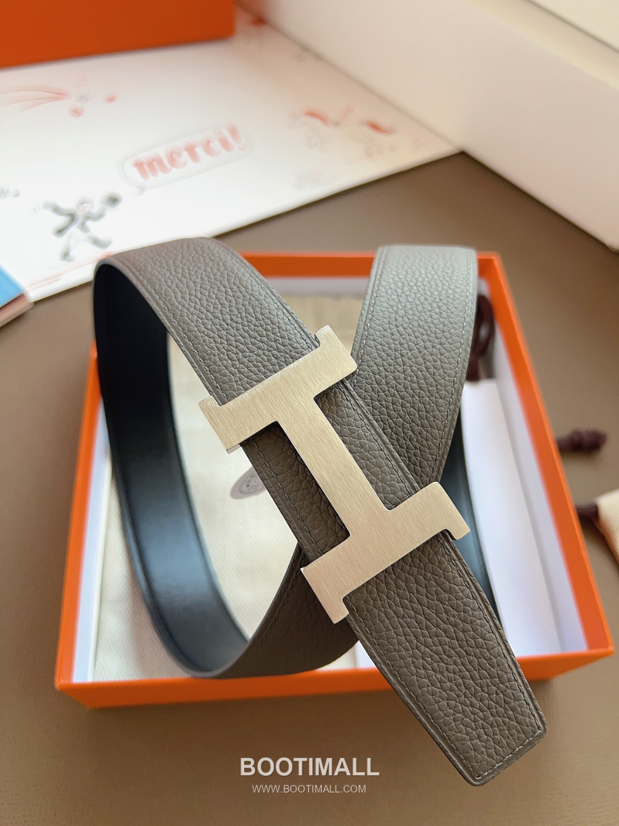Hermès Constance H Reversible Belt 32mm Togo Calfskin Gold Hardware 에르메스 콘스탕스 H 리버서블 벨트 토고 송아지 가죽 카키/블랙 3.2cm 2