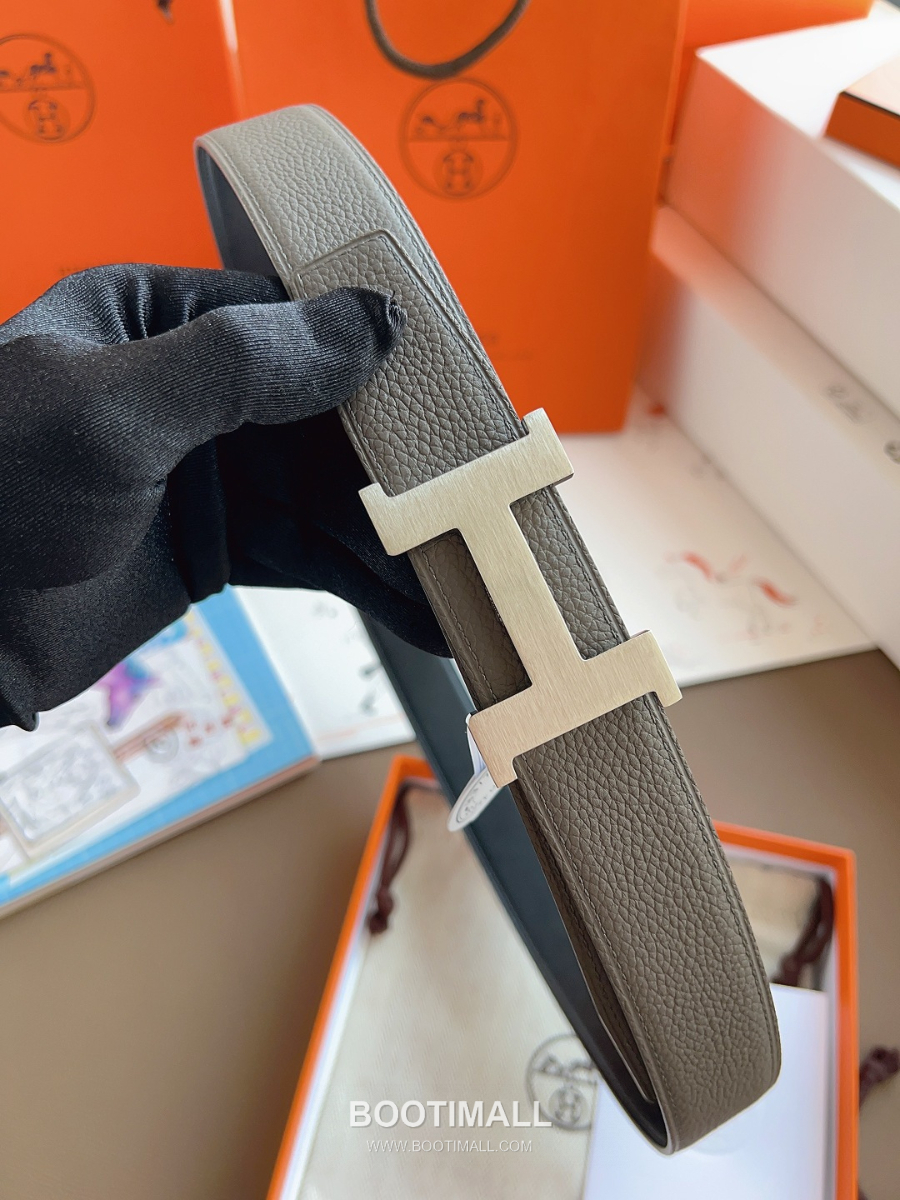 Hermès Constance H Reversible Belt 32mm Togo Calfskin Gold Hardware 에르메스 콘스탕스 H 리버서블 벨트 토고 송아지 가죽 카키/블랙 3.2cm 3